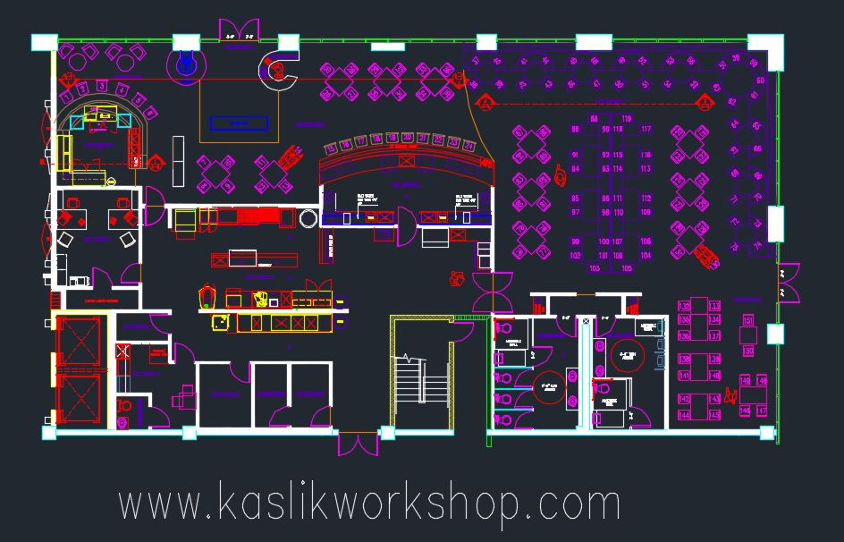 2D Restaurant Rectangular Plan