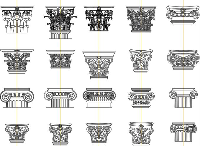 Column Capital Roman Greece drawing